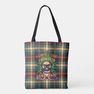 I Came I Sat I Sparkled Funny Christmas Bulldog Tote Bag