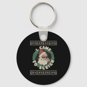 I Came To Sleigh Funny Christmas Ugly Sweater Retr Keychain