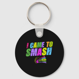 I Came To Smash Badminton Player Distressed Shuttl Keychain
