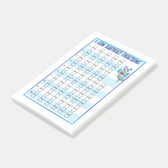 I Can Add Fractions - Blue Post-It Notes (Angled)