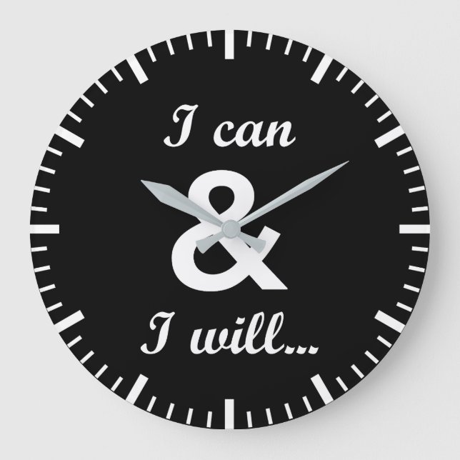 I Can and I Will, Gym, Hustle, Success, Motivation Large Clock (Front)