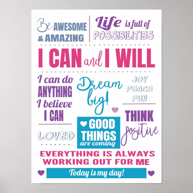 I Can and I Will Motivational Quote Poster (Front)