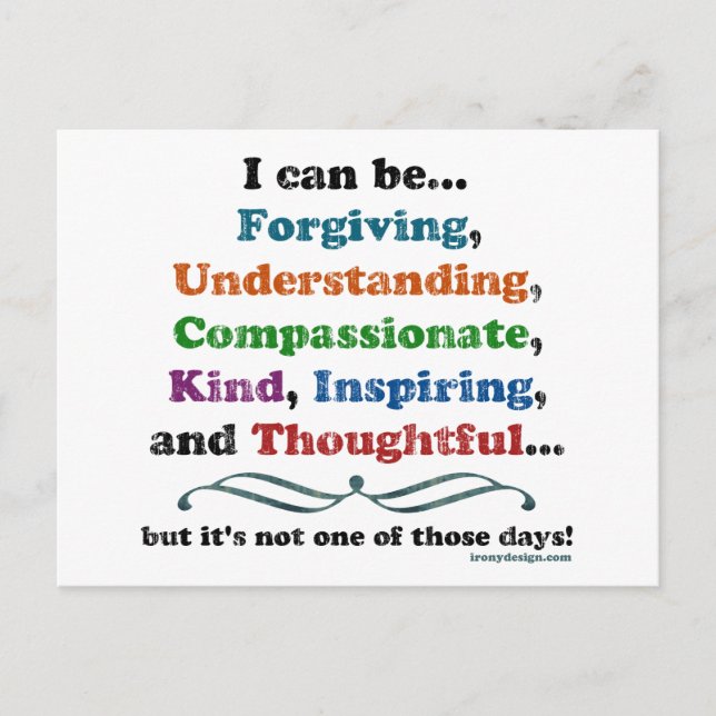I can be Forgiving Postcard (Front)