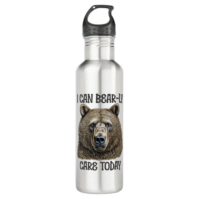 I Can Bear-ly Care Today | Sarcastic Bear Pun 710 Ml Water Bottle (Front)