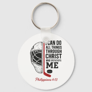 I Can Do All Thing Through Christ Christian Hockey Keychain