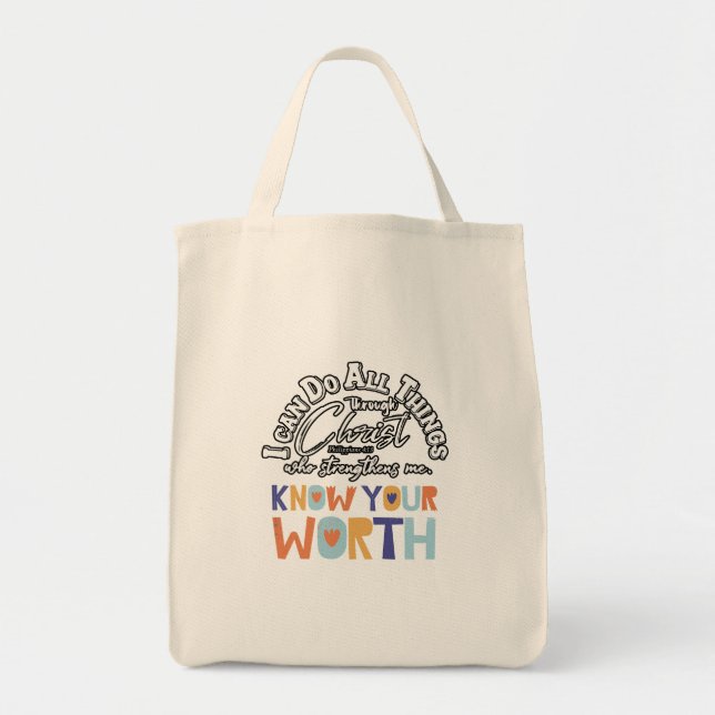 i can do all things amazing design  tote bag (Front)