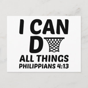 I CAN DO ALL THINGS BASKETBALL FUNNY POSTCARD