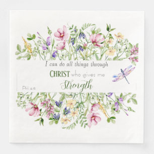 I Can Do All Things Bible Verse Elegant Botanical Napkin