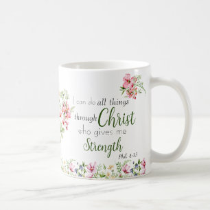 I Can Do All Things Bible Verse with Monogram  Cof Coffee Mug