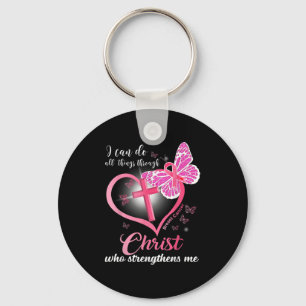 I Can Do All Things Christ Who Strengthens Breast Keychain