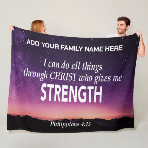 I CAN DO ALL THINGS Christian Bible Family Fleece Blanket