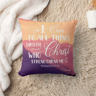 I Can Do all things Christian hanging throw pillow