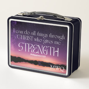 I CAN DO ALL THINGS Christian Monogram Metal Lunch Box