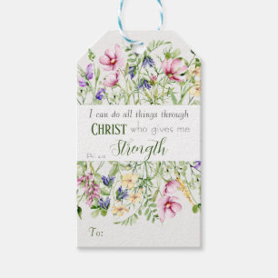 I Can Do All Things Elegant Botanical Personalized Gift Tags