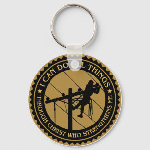 I can do all things Lineman Keychain