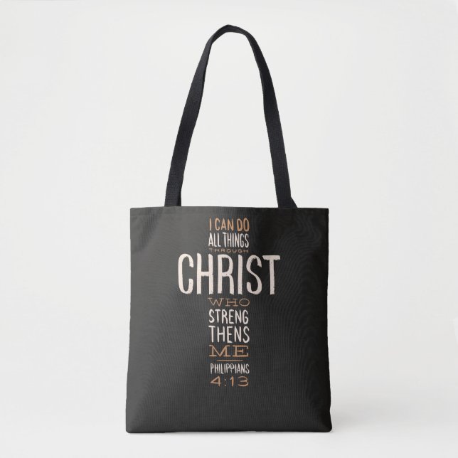 I Can Do All Things Through Christ Bible Verse Tote Bag (Front)