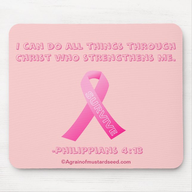 I can do all things through Christ Breast Cancer Mouse Pad (Front)