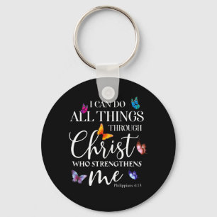 I Can Do All Things Through Christ Butterfly Art Keychain