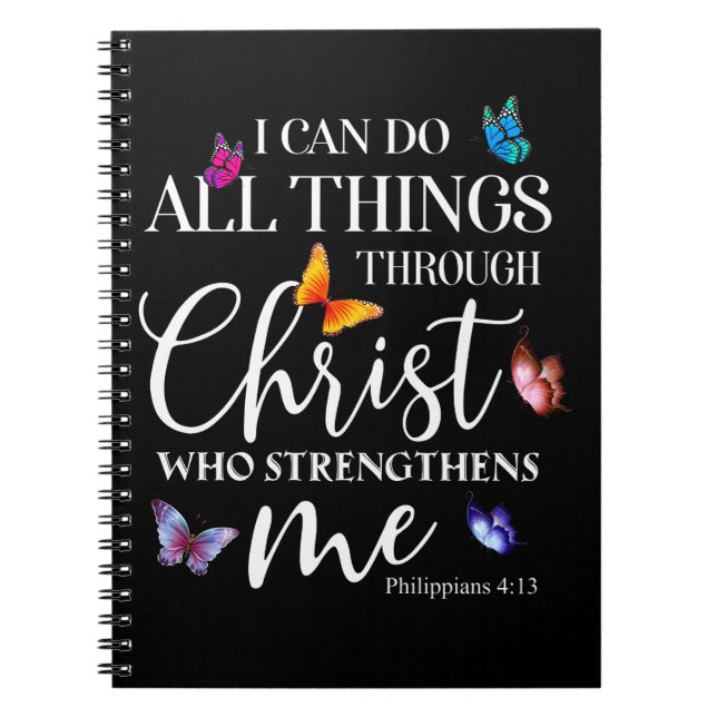 I Can Do All Things Through Christ Butterfly Art Notebook (Front)