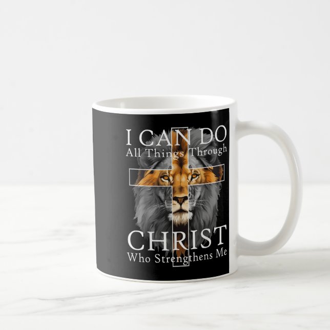 I Can Do All Things Through Christ Christian Lion  Coffee Mug (Right)