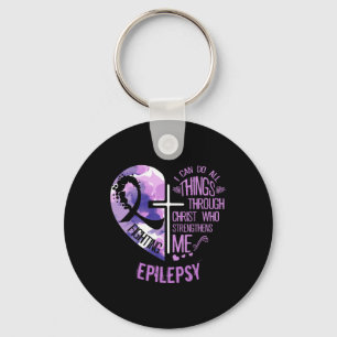 I Can Do All Things Through Christ - Epilepsy Awar Keychain