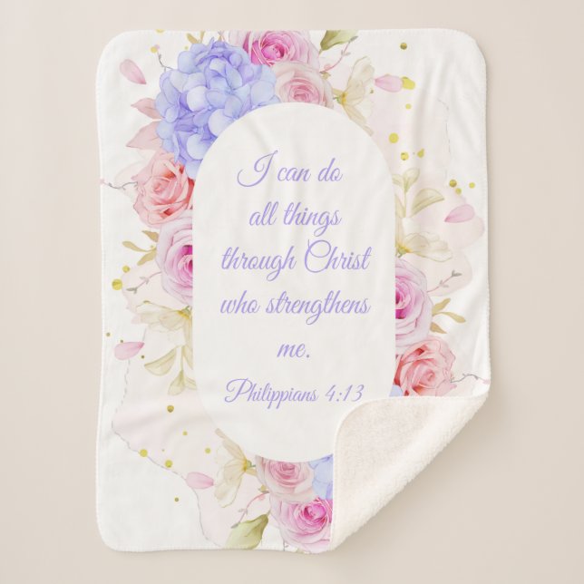I Can Do All Things Through Christ – Philippians 4 Sherpa Blanket (Front)