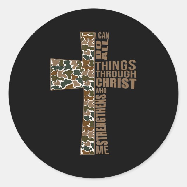 I Can Do All Things Through Christ Who Strengthens Classic Round Sticker (Front)