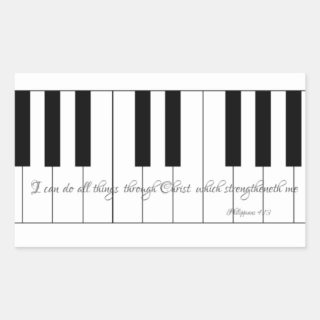 I Can Do All Things through Christ with Piano Keys Sticker (Front)