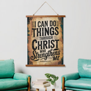 I can do all things Vintage Christian Wall Hanging Tapestry