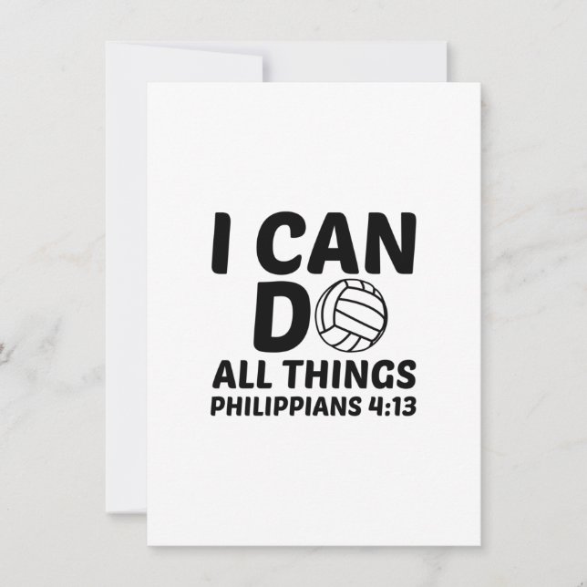 I CAN DO ALL THINGS VOLLEYBALL THANK YOU CARD (Front)