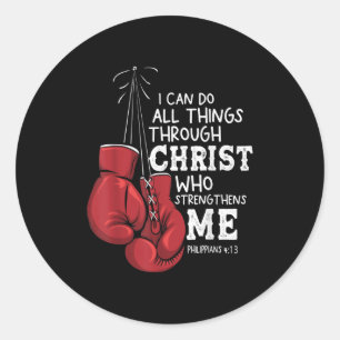 I Can Do Things Christian Boxing Quote Philipans 4 Classic Round Sticker