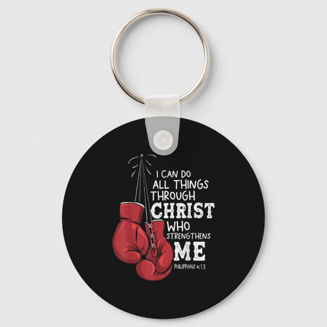 I Can Do Things Christian Boxing Quote Philipans 4 Keychain (Front)