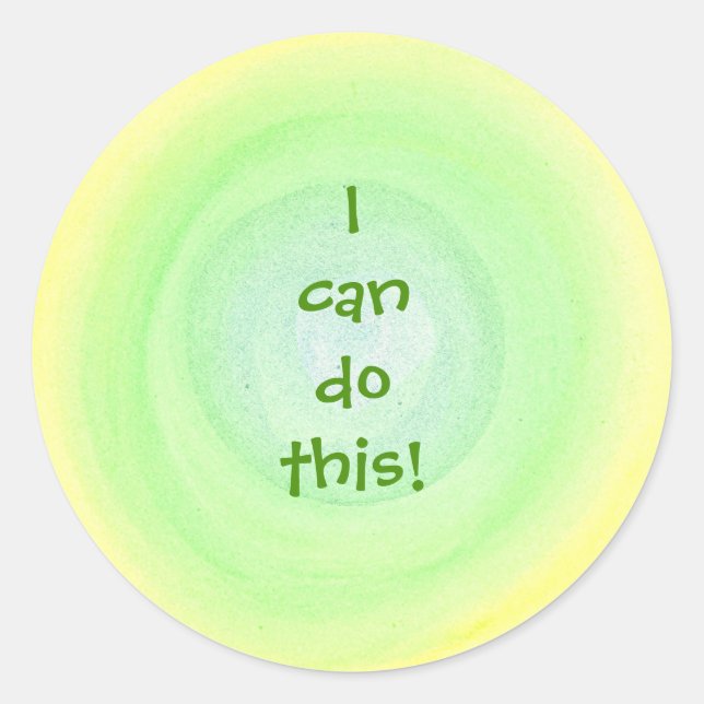 I can do this! Yellow green blends affirmation Classic Round Sticker (Front)