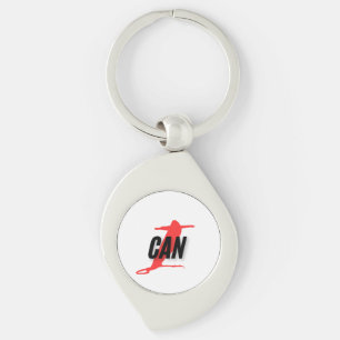 "I Can" Dynamic Red & Black Empowerment Word Art Keychain