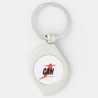 "I Can" Dynamic Red & Black Empowerment Word Art Keychain