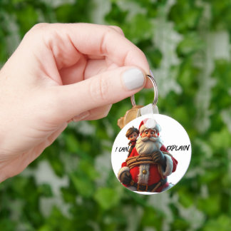 I Can Explain, Cartoon Santa Claus And Little Boy Keychain