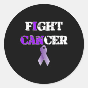 I Can Fight Cancer Purple Ribbon Classic Round Sticker