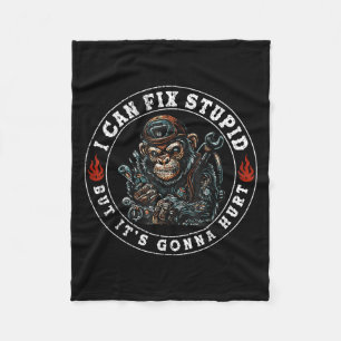 I Can Fix Stud But It's Gonna Hurt Monkey  Fleece Blanket