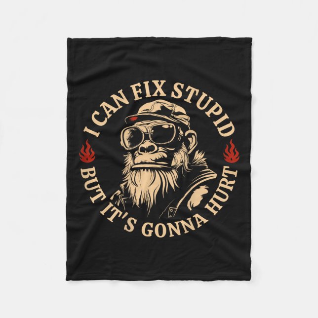 I Can Fix Stud But It's Gonna Hurt Monkey Funny (o Fleece Blanket (Front)