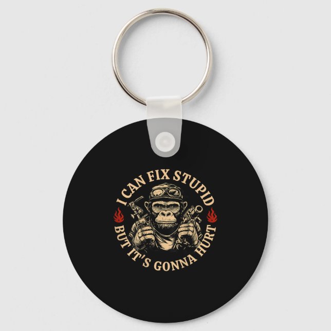 I Can Fix Stud But It's Gonna Hurt Monkey Funny (o Keychain (Front)