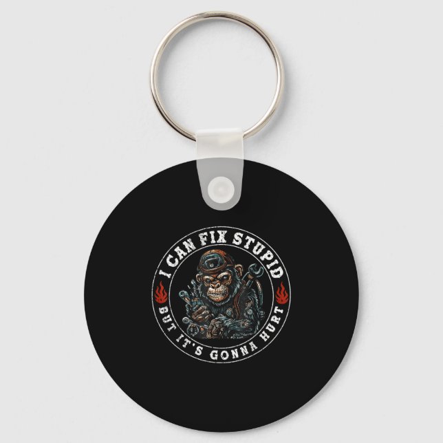 I Can Fix Stud But It's Gonna Hurt Monkey  Keychain (Front)