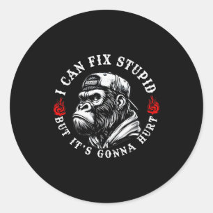 I Can Fix Stud But It's Gonna Hurt Monkey Vintage Classic Round Sticker