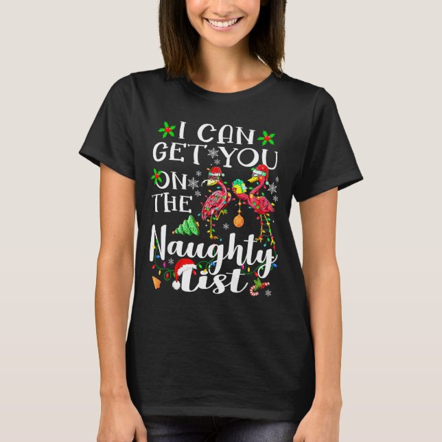 I Can Get You On The Naughty List Flamingo Christm T-Shirt (Front)