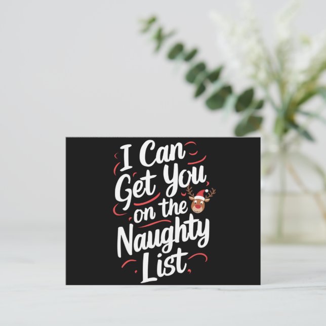 I Can Get You On The Naughty List Funny Christmas Holiday Postcard (Standing Front)