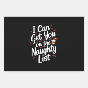 I Can Get You On The Naughty List Funny Christmas Wrapping Paper Sheet