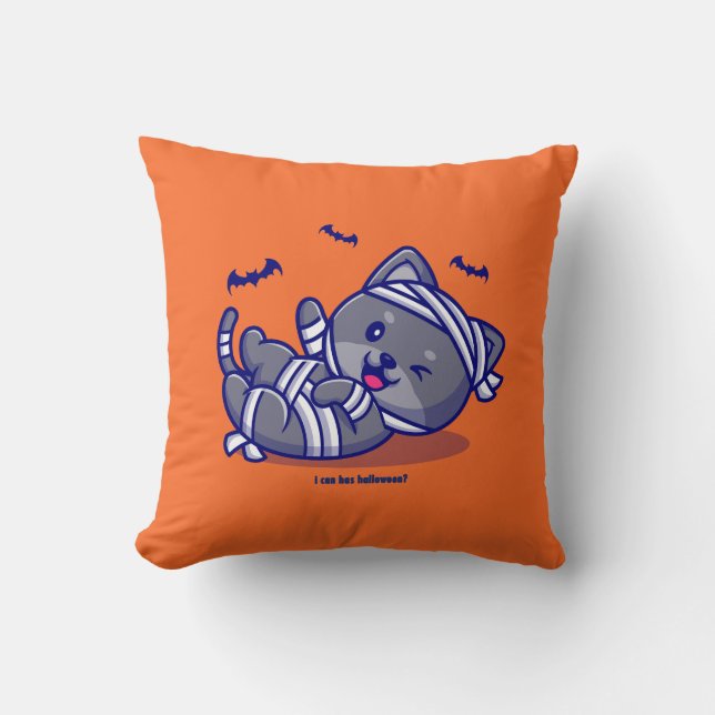 I Can Has Halloween? Throw Pillow (Front)