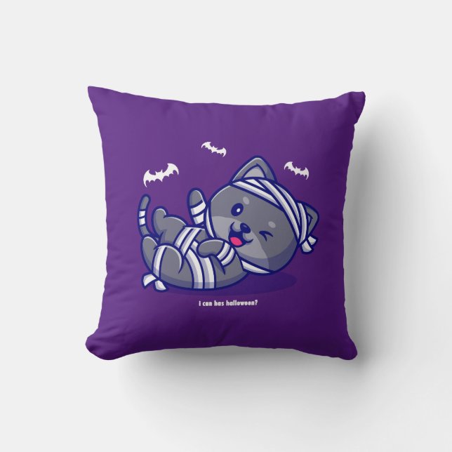 I Can Has Halloween? Throw Pillow (Front)