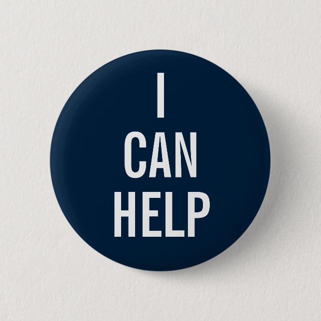 I Can Help Volunteer Blue Button (Front)