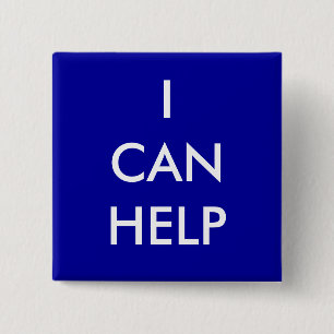 I Can Help Volunteer Button Charity Event Blue
