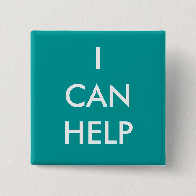 I Can Help  Volunteer Button Charity Events Blue (Front)